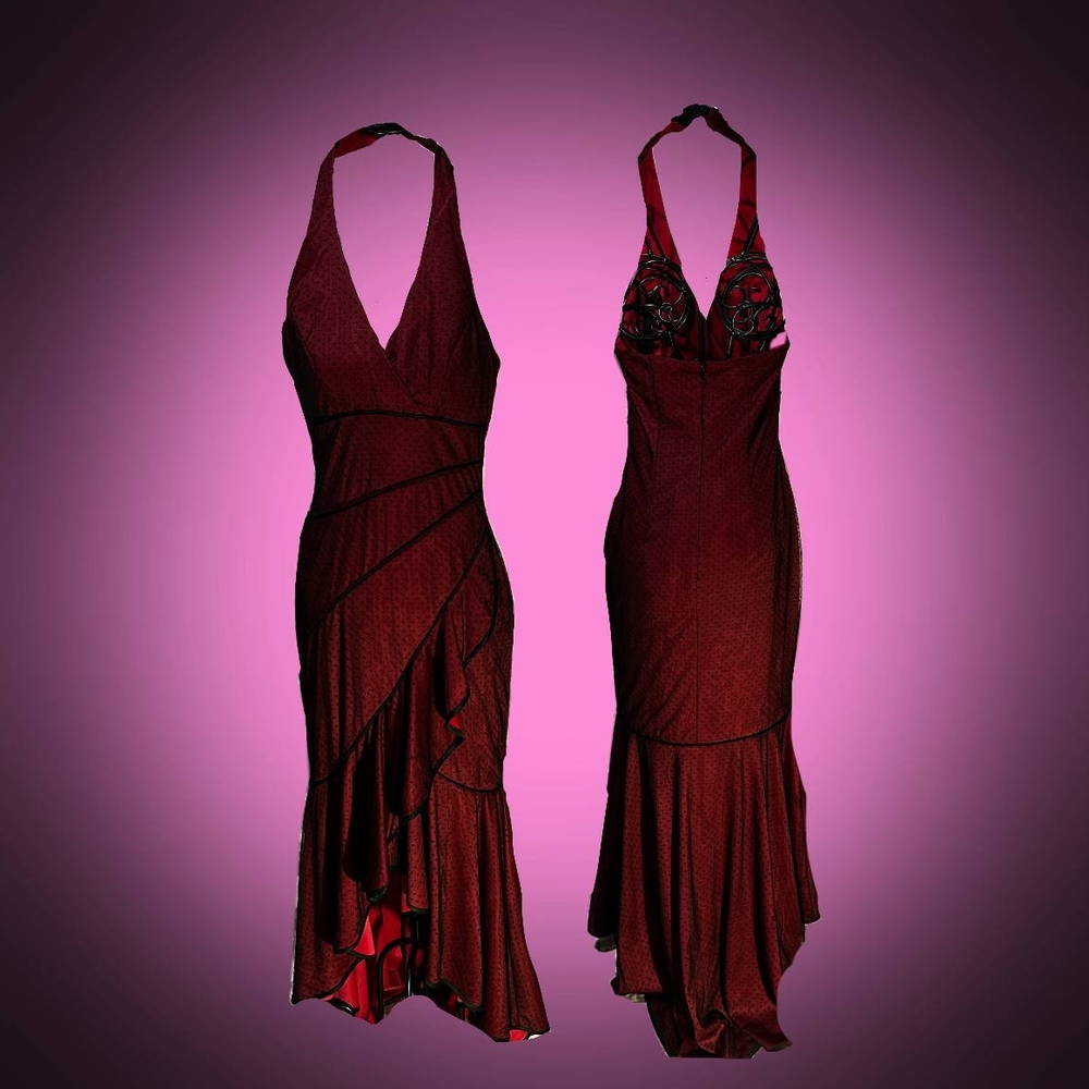 Elegant Red Halter Dress